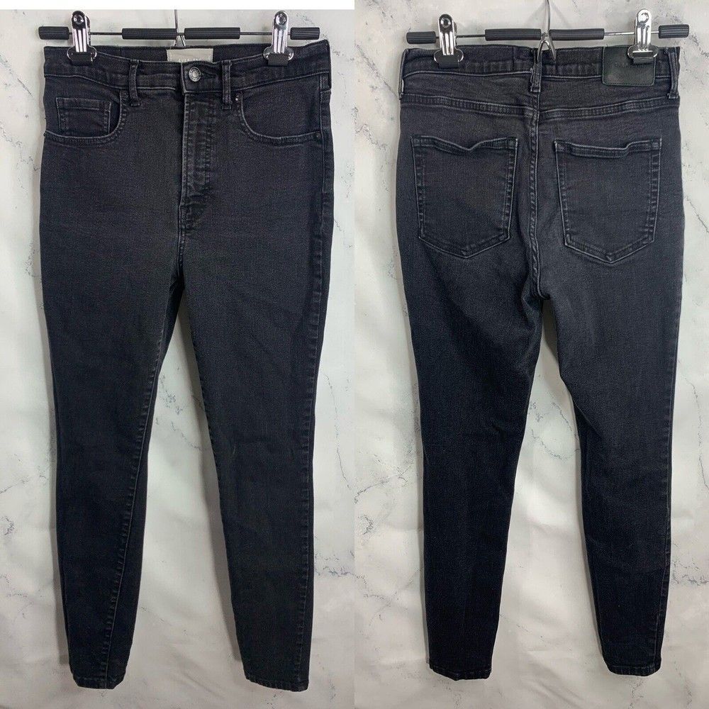 Everlane Jeans Womens High Rise Straight Leg Sz 29 x 27 Gray Black Regular Denim